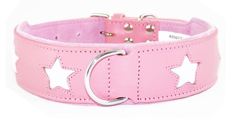 Pink leather dog - dog, collar