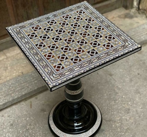 Antique chess table inlaid - antique,