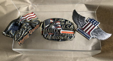 3 Harley Davidson Official Product Baron BBB Brass Interchangeable Belt Buckles
