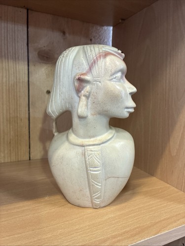African carved hard stone bust - stone,