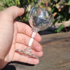 Antique Sherry Port Wine Lens Cut Drinking Glass c1860 Hand Blown Flint 