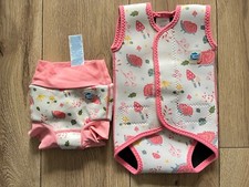 Baby Girls Splash About Happy Nappy and Swim Wrap 0-6 Months Pink Flowers GC