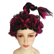 Halloween Hocus Pocus 2 Witch Wig Rose Red mixed Black Wig with Braid Curly Hair