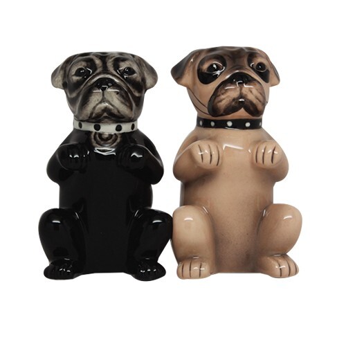 Pugs ceramic salt and - ceramic,