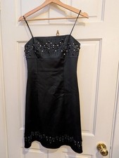 Oleg Cassini navy blue satin