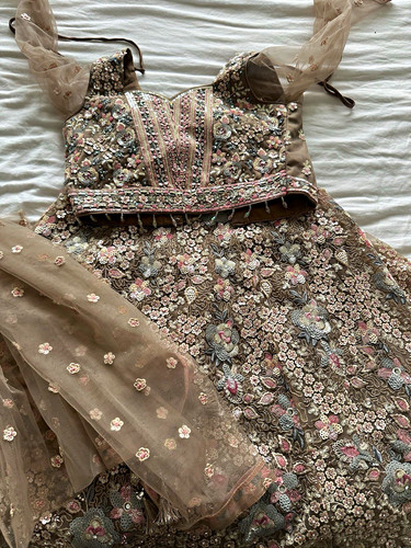 Girls embroidered net - net, lehenga