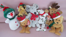 SELECTION OF 7 CHRISTMAS SOFT  TOYS MAINLY TY BEANIES IN BEAUTIFUL CONDITION