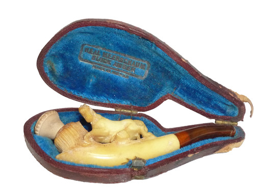 Antique cased meerschaum horse - cased,