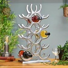 Polished Nickel 'Branches' 15 Bottle Wine Rack