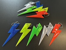 10 x Hi Vis Keyring Reflective Safety Lightening Bolt Charms Pendant Keychain 