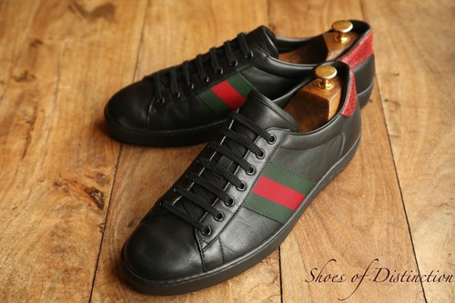 Gucci ace black leather red - gucci,