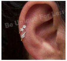 Cartilage Tragus Helix Hoop Ring Flower Silver Diamante Crystal Gold Silver