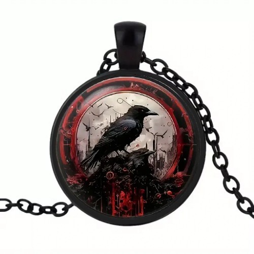 Stylish crow round glass - crow,