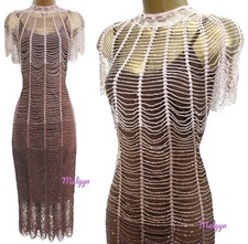 KAREN MILLEN ✩ STUNNING VINTAGE CROCHET FLAPPER GATSBY STYLE DRESS ✩ UK 2 10-12