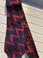 Vintage crimplene made by terylene tie. Navy and red abstract pattern