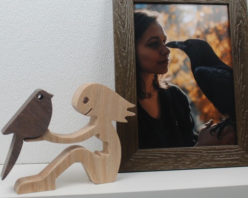 Girl bird wooden - girl,