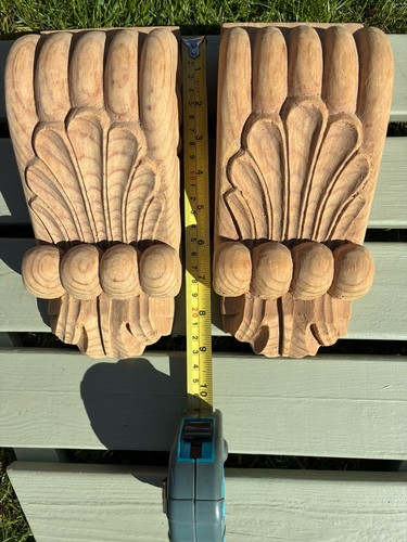 Pair carved wood - carved, corbels