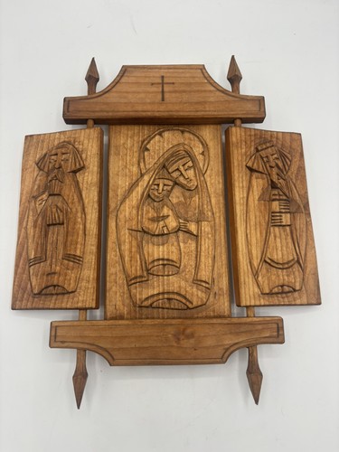 Vintage brutalist carved wood - vintage,