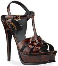 Saint Laurent YSL Tribute Tortoise Patent Platform Sandals Pumps 40.5 10.5 $1290