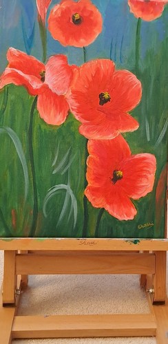Original poppy flower acrylic - poppy,