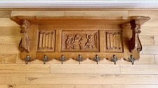 Vintage Coat Rack Oak 7 Hooks