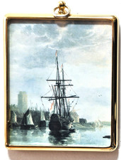 Vintage Peter Bates Miniature Wall Plaques No 53 View of Dorddrecht by A. Cuyp