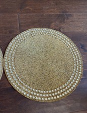 2 Pc Set Gold Beaded Placemat