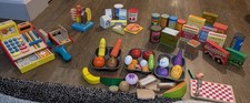 Role Play Kids Wooden Shop Kitchen Accessories Food Vegetables Fruit Till