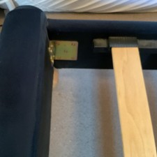 Double Bed Frame with Beautiful Dark Navy velvet Headboard and Low Footboard