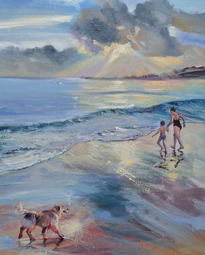 Oil painting seascape - oil, swanage