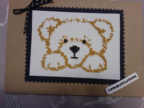Hand made cross stitched - made,, card