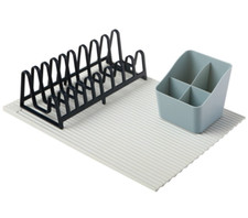 Wave Dish Rack Set Washing Up Rack Plates Rack Kitchen Storage Black Kuhn Rikon