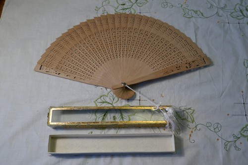 Antique chinese wooden fan - chinese, in