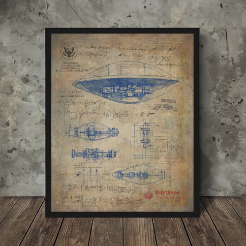 Vintage raytheon ufo blueprint - ufo,