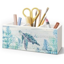 Sea Turtle Coastal Pen Holder for Home Office Desk, Beach Office Decor, Beach...