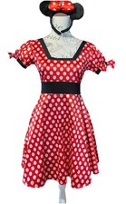 Minnie Mouse Dress 32” + Ears Headband Fancy Dress Disney Theme -Waist 28 Inch