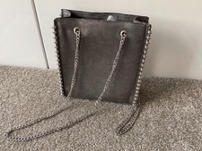 Zara Woman Metallic Grey Studded Chain Strab Shoulder Bag NWOT