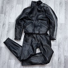 Dainese YES 2-Piece Black Leather Motorcycle Suit Size 48 CE Armour Vintage Rare