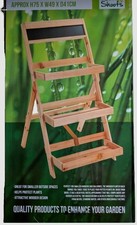 3-Tier Folding Wooden Plant Stand Indoor Outdoor Acacia Ladder Shelf Rack