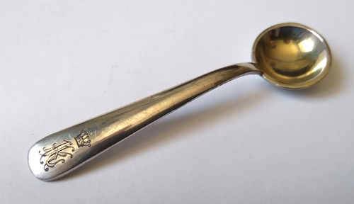 Silver plate mustard salt - or,
