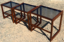 Teak smoked glass nest of - teak,