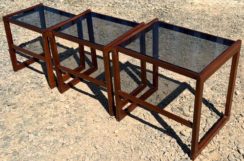 Teak smoked glass nest - &,