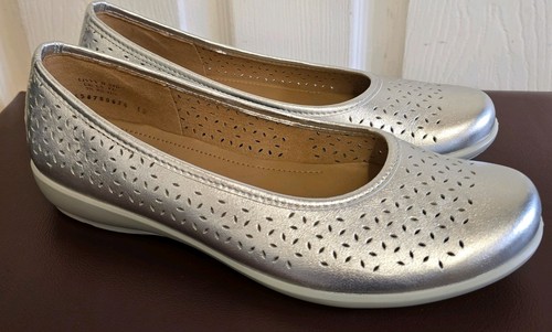 Hotter silver leather flats - leather,