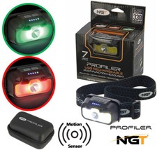 Headlamp Head Torch Profiler Light  Fishing Red Green 330 Lms Sensor Beam NGT