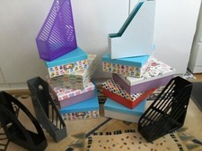 8x Stylish  Colourful Shoes/Cloths/Toys Storage Boxes with Lids & 4x Files - New