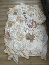 Job Lot Of 65 Vintage Table Cloths & Lace Doily Place Settings & Table Coverings