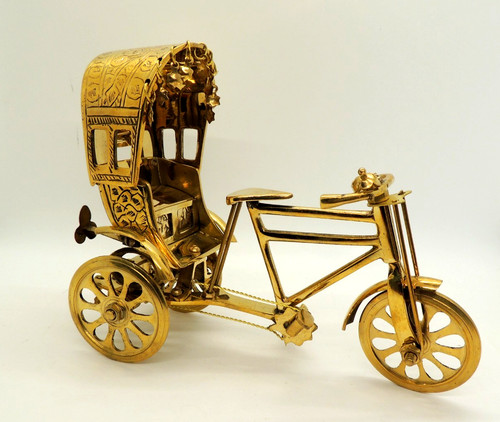Vintage brass rickshaw bicycle - brass,