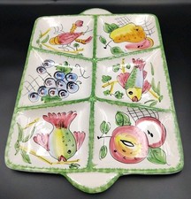 Vintage Italian hand painted Antipasti Ceramic Serving Platter Tray Fish Fruit 