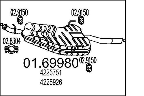 Mts 69980 muffler exhaust - mts,