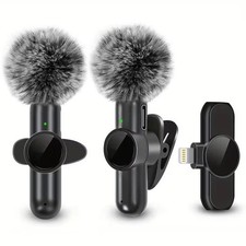 Wireless Lavalier Microphone Audio Video Recording Mini Mic For iPhone Android